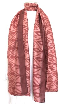 sjaal vintage gerecyclede ikat zijde 6- roze/rood