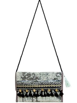 tas schoudertas clutch Boho-style soft green