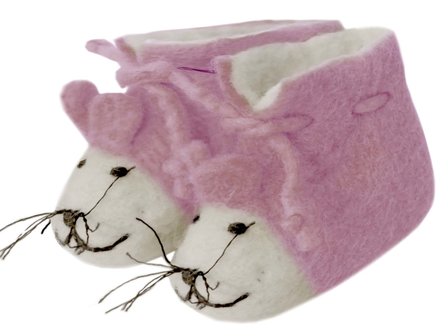 babyslofje vilt 'Muis' roze
