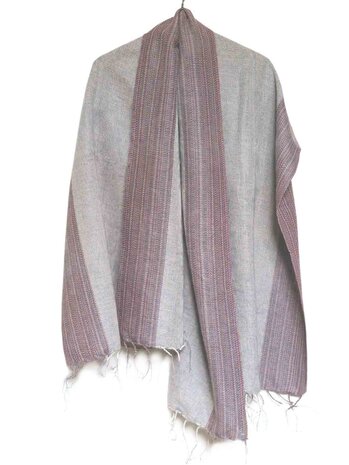 sjaal/omslagdoek mixed wool-sierrand - warm grey