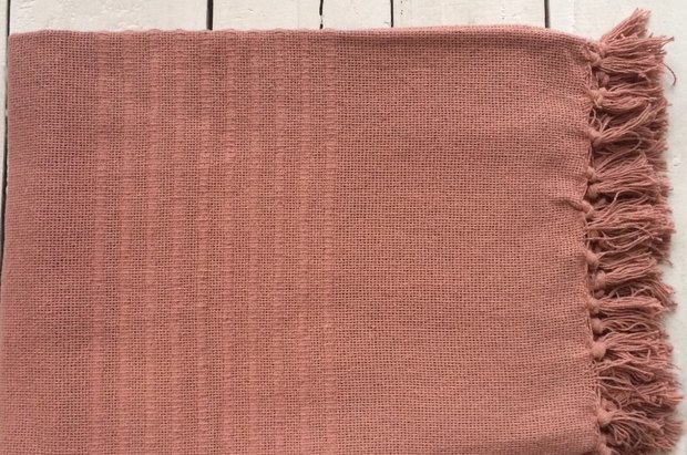 plaid handwoven cotton dark old pink