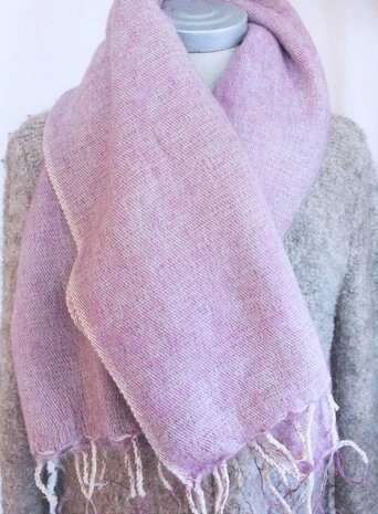 sjaal/omslagdoek mixed wool -pink/grey