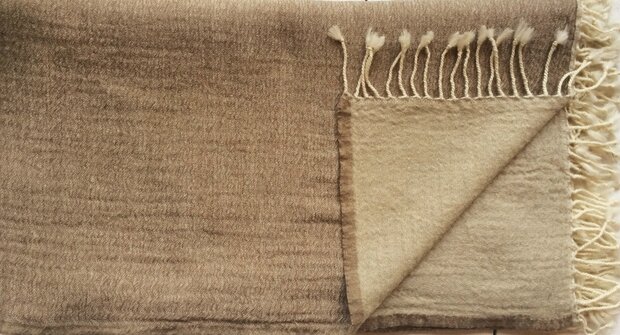 deken/plaid  mousseline wol 4- bruin melee/taupe