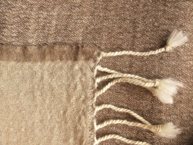 deken/plaid  mousseline wol 4- bruin melee/taupe