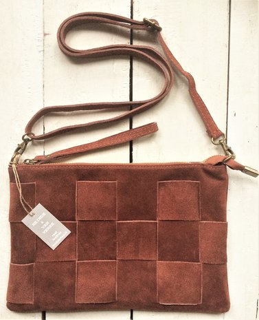  tasje gevlochten suede 3- rood