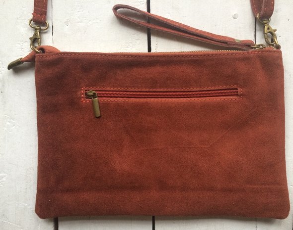 UITVERKOCHT-  tasje gevlochten suede 3- rood