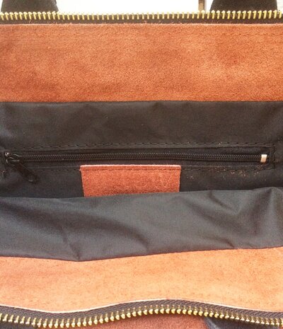  tas  suede met handvat 1- cognac