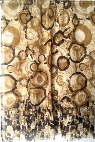 LAATSTE- sjaal merino wol- abstract print khaki/bruin