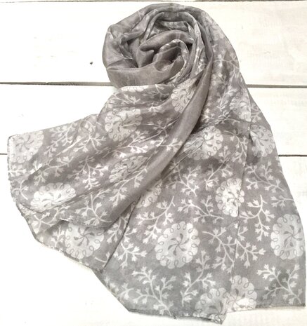 sjaal XL zijde-2 met print grijs/wit