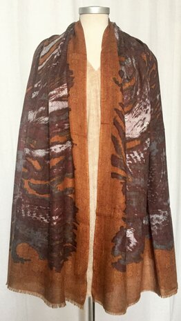 sjaal merino wol- fantasy forest bruin