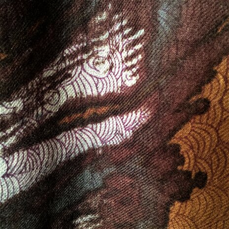 sjaal merino wol- fantasy forest bruin