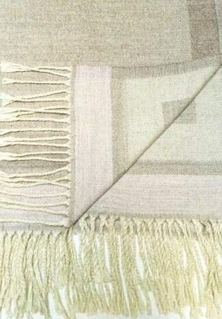 sjaal/omslagdoek mixed wool visgraat -beige/taupe
