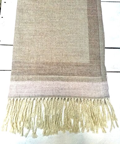 sjaal/omslagdoek mixed wool visgraat -beige/taupe