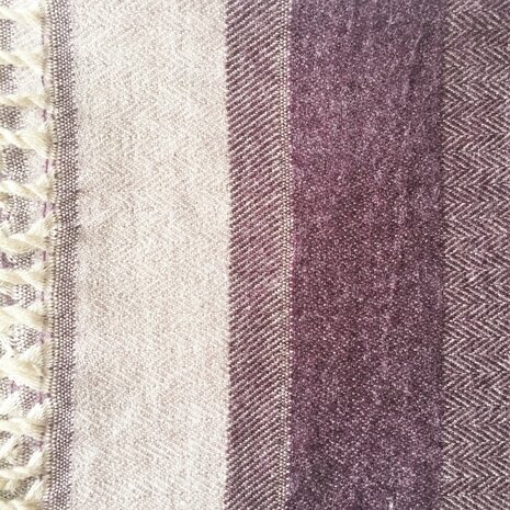  sjaal/omslagdoek mixed wool visgraat -aubergine/taupe