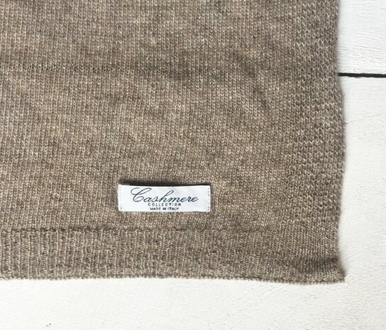 sjaal gebreid mixed wool met cachmere 1 - taupe
