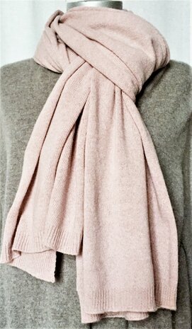 sjaal gebreid mixed wool met cachmere 2-poeder roze