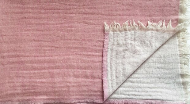 deken/plaid mousseline wol 6- roze/wit