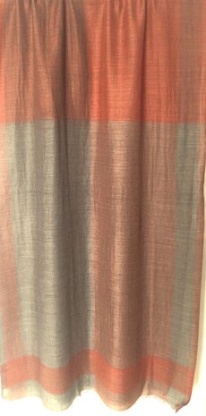 sjaal merinowol/zijde jacquard 1- antraciet/terra