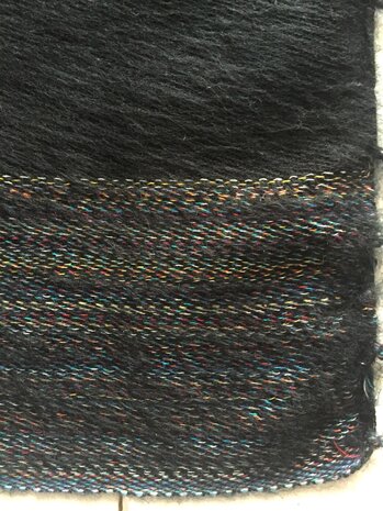 sjaal/omslagdoek mixed wool-sierrand 3-armygroen-zwart melee
