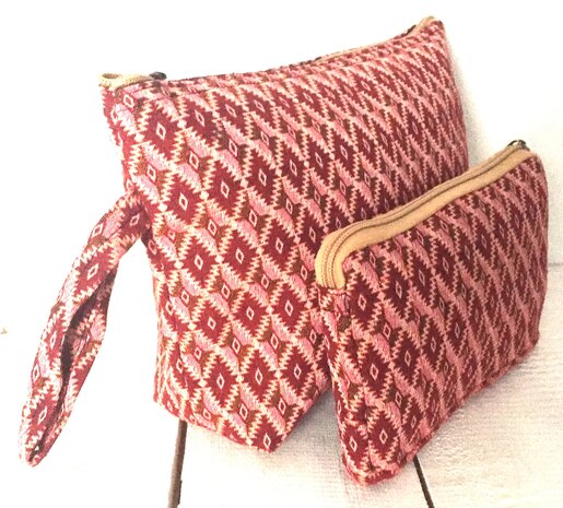 etui set jacquard Nepal-1 rood/roze