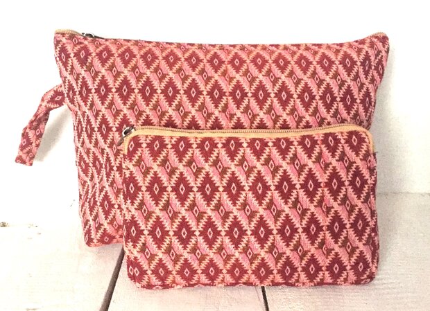 etui set jacquard Nepal-1 rood/roze