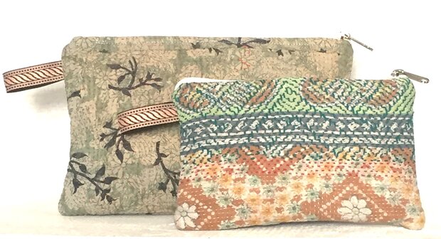 etui set vintage kantha 1- blauw/groen/oranje
