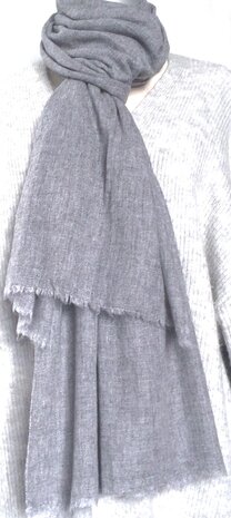 sjaal cashmere -naturel melange 1-midden grijs/off-white