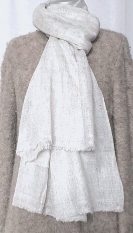 sjaal cashmere -naturel melange 3- l.grijs/ off-white