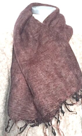 sjaal/omslagdoek mixed wool 2 - bruin aubergine