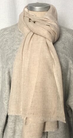 sjaal cashmere -naturel melange 4- zand/l.grijs/off-white