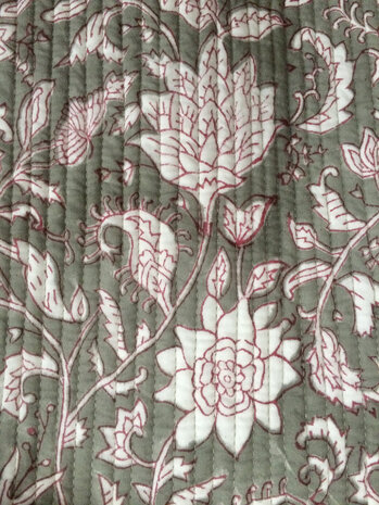  kimono quilted katoen -  7 licht grijs/framboos/wit