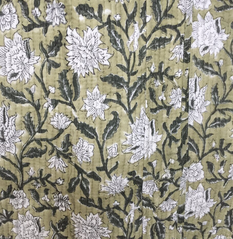  kimono quilted katoen - 2 oud groen/wit
