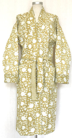  kimono quilted katoen -  3 mosterd/wit