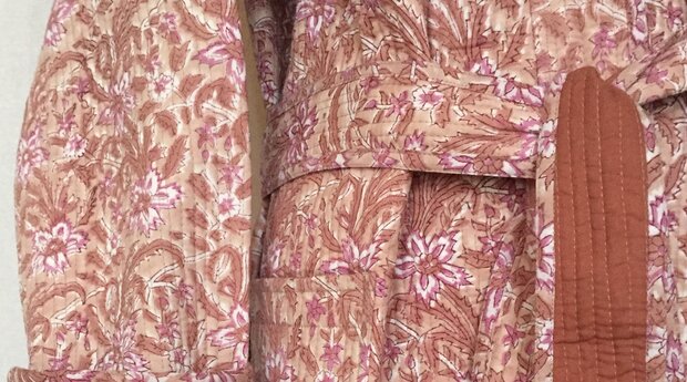  ochtendjas /kimono quilted katoen -  8 oud roze/licht bruin