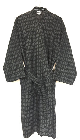  UITVERKOCHT- kimono hand blockprint 1- zwart zig-zag