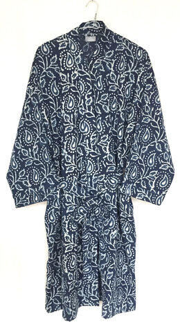  kimono hand blockprint 2 indigo paisley
