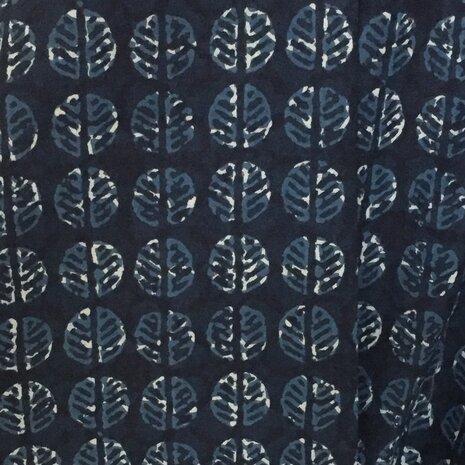 UITVERKOCHT-  kimono hand blockprint 4 indigo blaadje