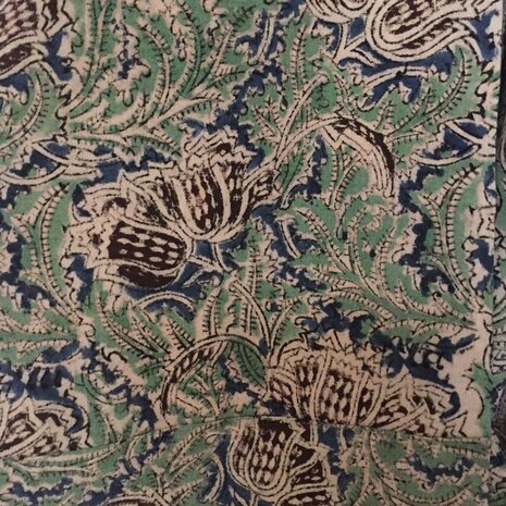 kimono hand blockprint 5 groen/blauw 