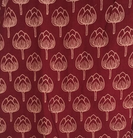  kimono hand blockprint 8 rood lotus