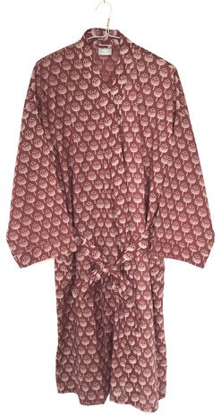  kimono hand blockprint 8 rood lotus