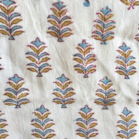 deken quilt tweepersoons reversible blockprint 7- grijs-khaki/wit-bruin