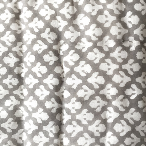 deken quilt eenpersoons reversible blockprint 12- oud paars/grijs-wit