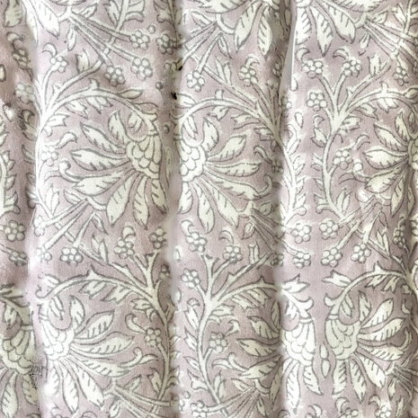 deken quilt eenpersoons reversible blockprint 12- oud paars/grijs-wit