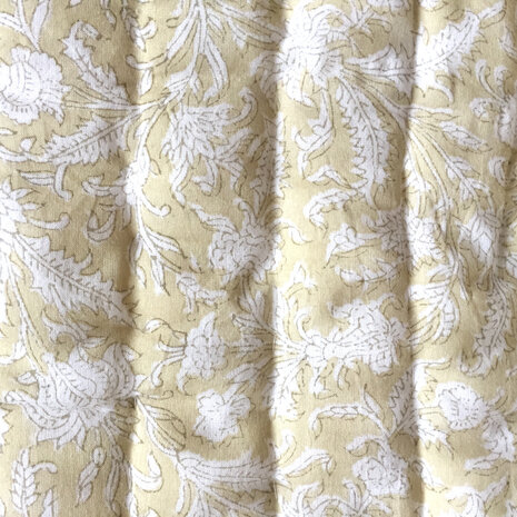deken quilt tweepersoons reversible blockprint 14- okergeel/zwart-grijs