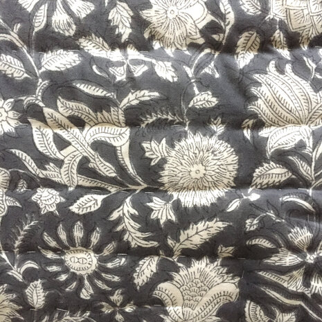 UITVERKOCHT- deken quilt tweepersoons reversible blockprint 15-anthraciet /lavendel