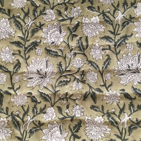 UITVERKOCHT- deken quilt tweepersoons reversible blockprint 16- oud groen/khaki-blauw