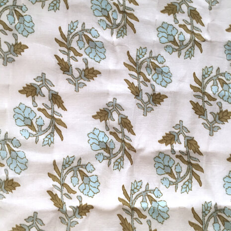  UITVERKOCHT- deken quilt tweepersoons reversible blockprint 16- oud groen/khaki-blauw