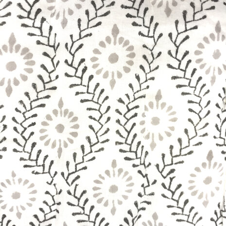 UITVERKOCHT-deken quilt tweepersoons reversible blockprint 19- zeegroen/grijs-zwart