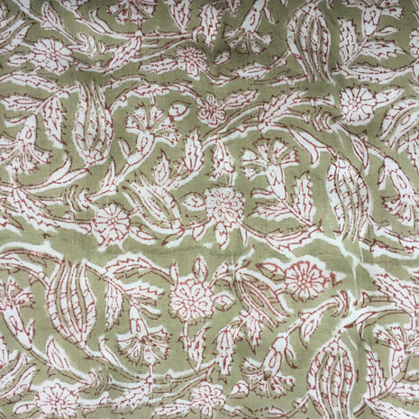 UITVERKOCHT-deken quilt tweepersoons reversible blockprint 19- zeegroen/grijs-zwart