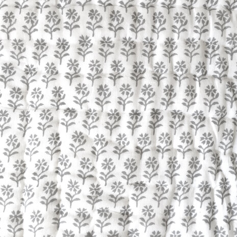 UITVERKOCHT- deken quilt eenpersoons reversible blockprint 1-chocobruin/grijs